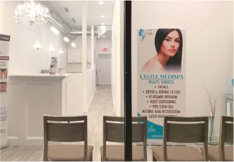 Calm spa interior with planner and tea; alt: “New year planning, renewal at L’Elite MediSpa.